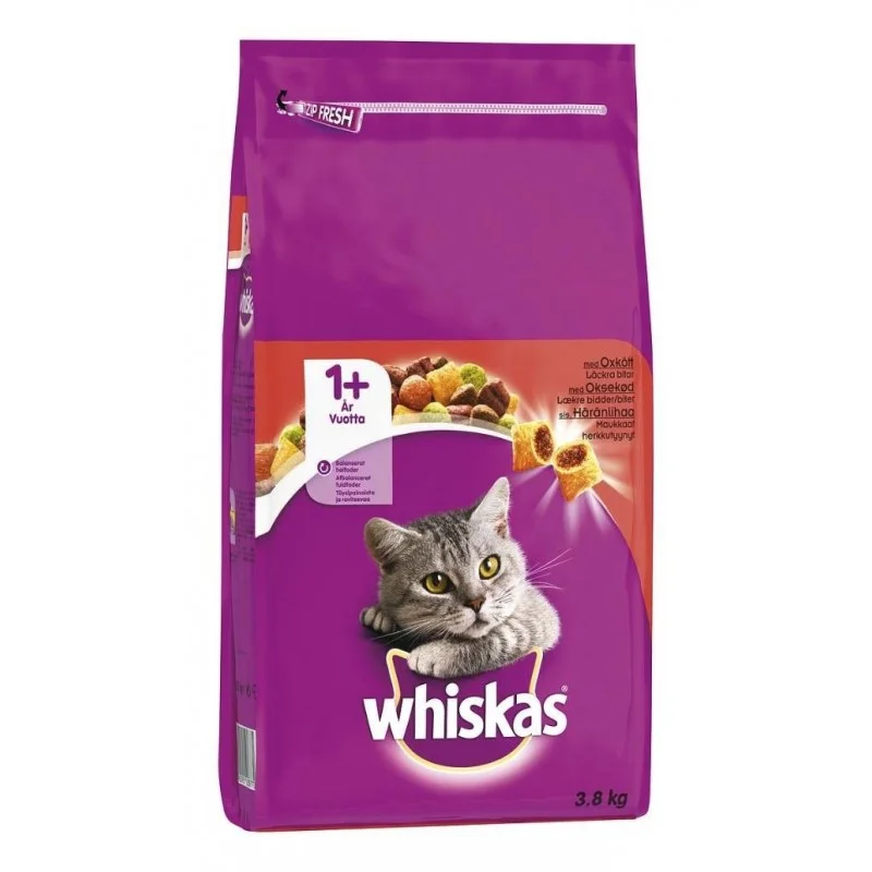 6022653 Whiskas сухой корм для кошек от 1 года с говядиной 3,8 кг — изображение 1