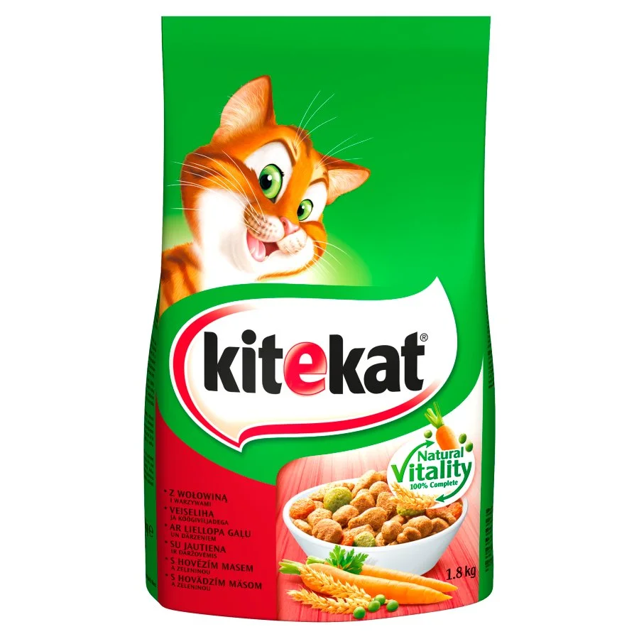 6022656 Kitekat Полнорационный сухой корм для кошек с говядиной и овощами 1,8 кг — изображение 1
