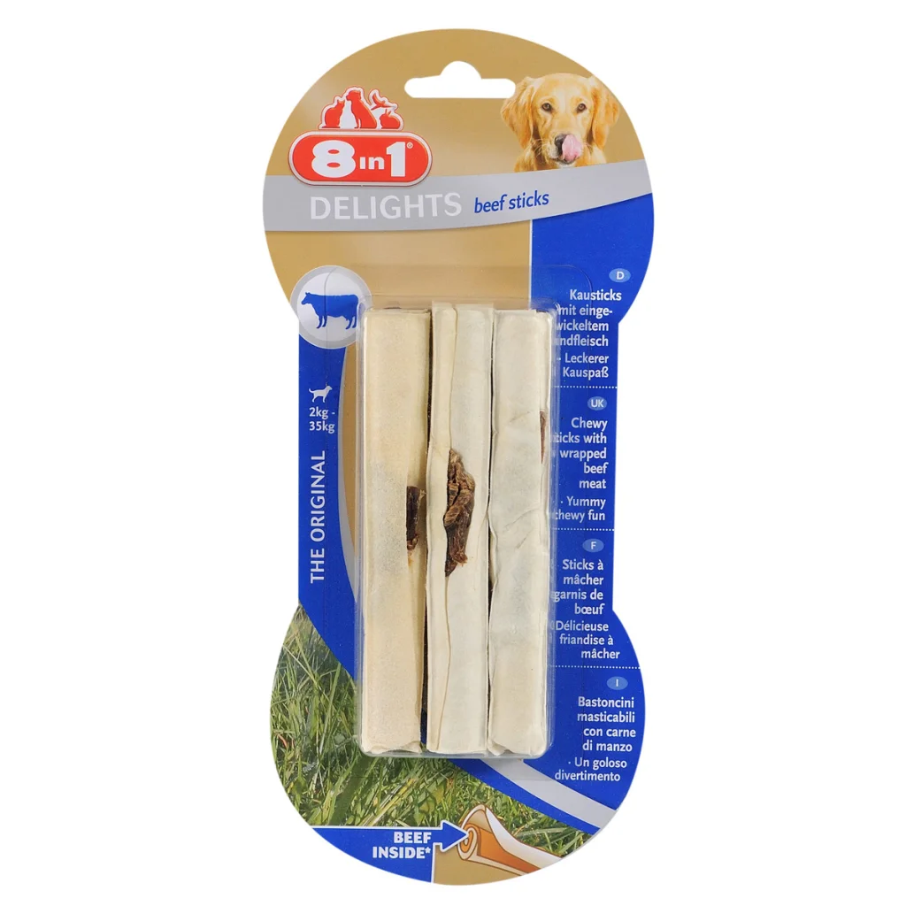 6022729 8in1 Delights Beef Sticks лакомство для собак палочки с говядиной 75 г — изображение 1