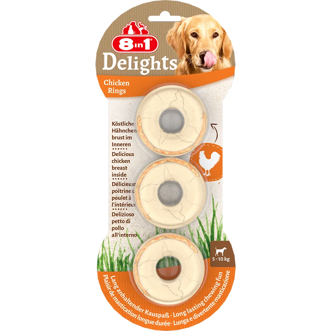6022739 8in1 Delights Chiken Rings лакомство для собак куриные кольца 119 г — изображение 1