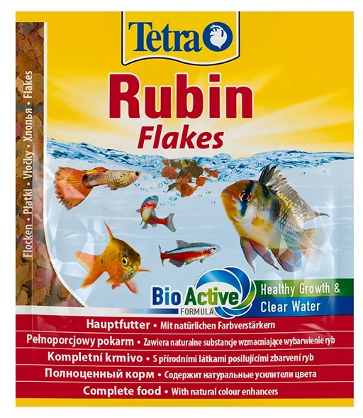 6022791 Tetra Rubin Flakes, bütün növ balıqların rəngini yaxşılaşdırmaq üçün tam lopa yemidir, 12 qram. - Image 1