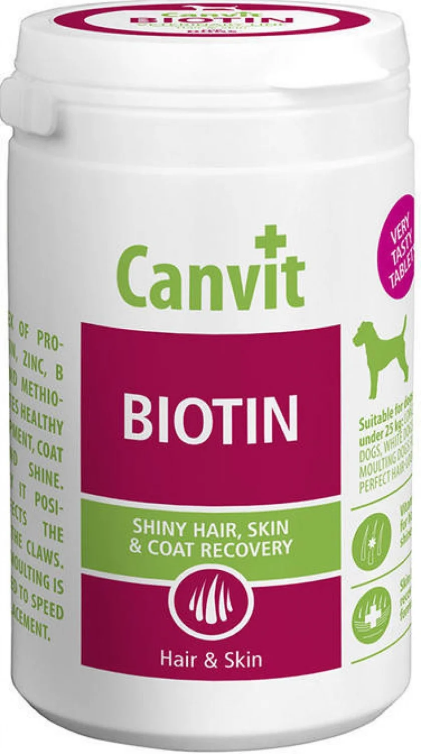 6022887 Canvit Biotin витамины для укрепления кожи и против выпадения шерсти для собак до 25 кг, 230 г табл. — изображение 1