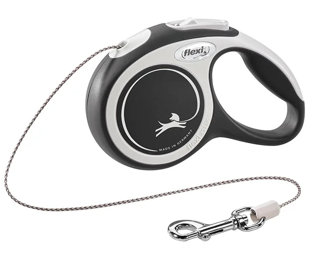 6022940 Flexi New Comfort XS Cord 3 m тросовый поводок-рулетка длиной 3 м для собак весом до 8 кг (черный) — изображение 1