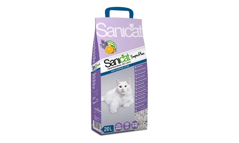 6022961 Sanicat Super Plus впитывающий наполнитель для кошачьего туалета, с ароматом лаванды и апельсина 20 л — изображение 1