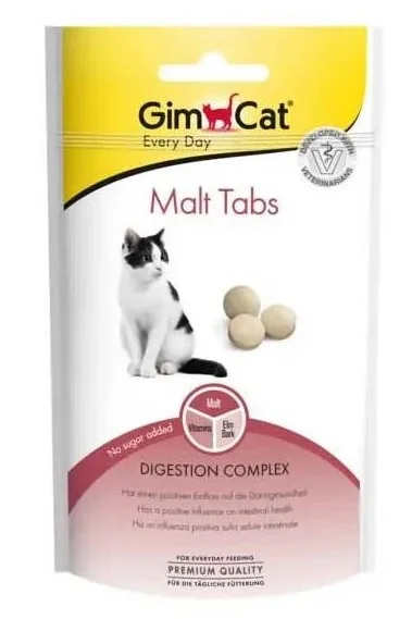 6022974 GimCat Every Day Malt Tabs кормовая добавка для выведения комков шерсти для взхрослых кошек 40 г — изображение 1