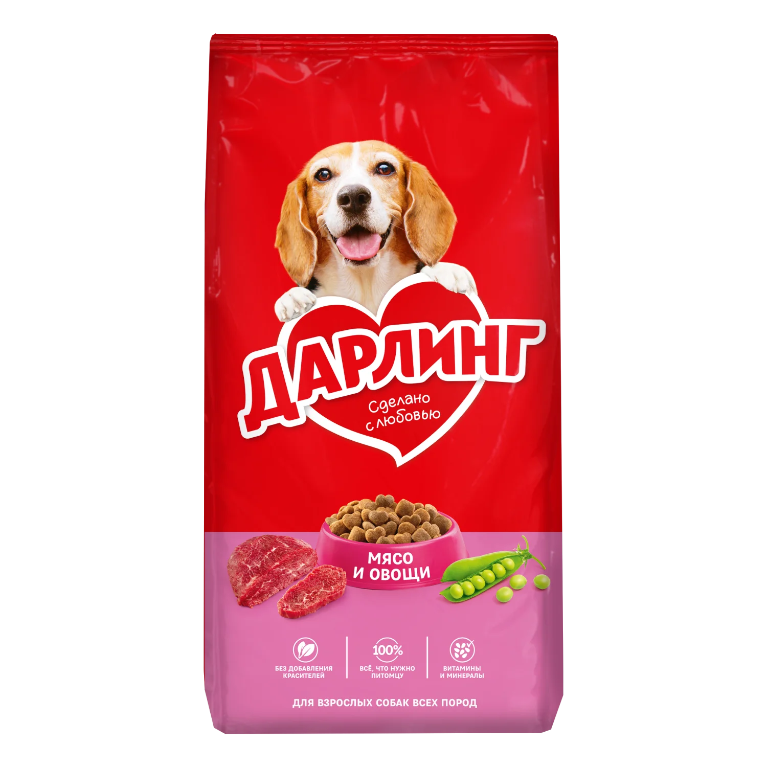 60229790 Дарлинг сухой корм для взрослых собак с мясом и овощами (целый мешок 15 кг) — изображение 1