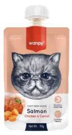 Wanpy Tasty Meat Paste Salmon Chicken & Carrot  pişiklər üçün ilə qızılbalıq toyuq və yerkökü g üçün paştet 90 