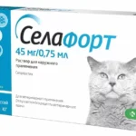 Селафорт капли на холку от вшей, блох, власоедов и клещей для кошек массой от 2,6 кг до 7,5 кг (1 пипетка 45мг/0,75 мл)