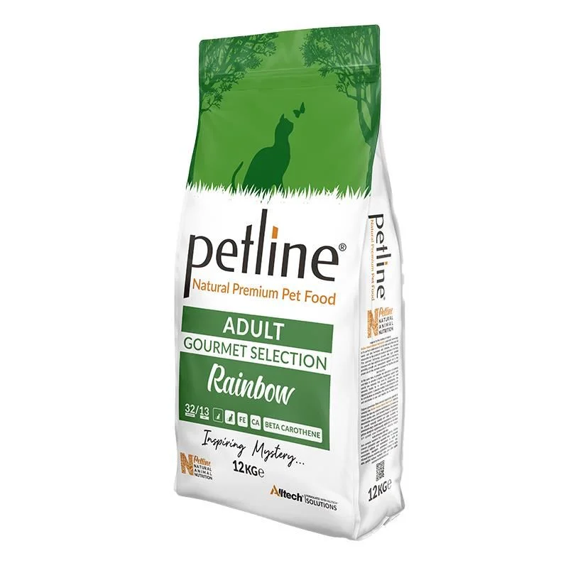 60231280 Petline Super Premium Adult Cat Gourmet Selection Rainbow полноценный рацион для привередливых кошек c курицей супер премиум качества (целый мешок 12 кг) — изображение 1