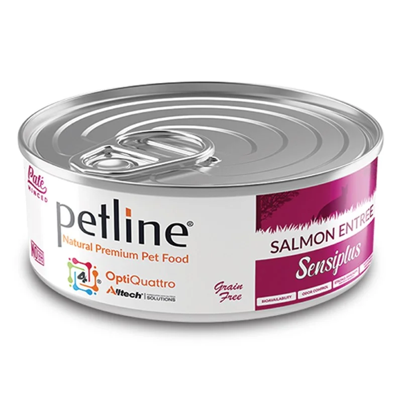 6023140 Petline Super Premium Adult Cat Sakmone Entree Sensiplus беззерновой паштет для взрослых кошек с лососем супер премиум качества 80 г — изображение 1