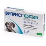 Фиприст комбо капли на холку от вшей, блох, власоедов и клещей для собак массой от 20 до 40 кг (1 пипетка 268мг/241,2мг)