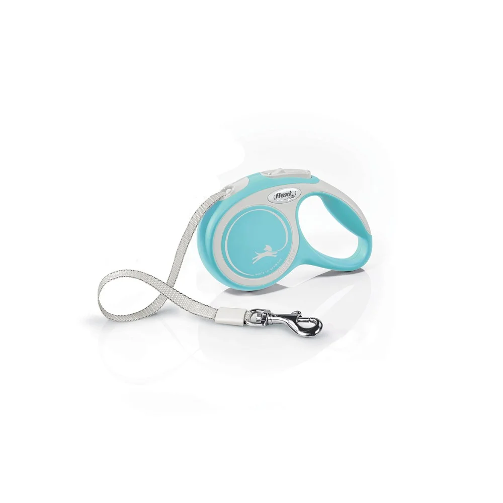 6023201 Flexi New Comfort Tape XS m ременной поводок-рулетка длиной 3 м для собак весом до 12 кг (голубой) — изображение 1