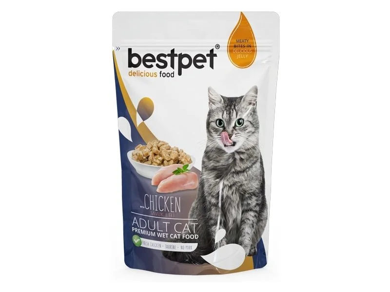 6023205 Bestpet Chicken Adult Cat yaş yem üçün böyüklər üçün pişiklər ilə toyuq ilə jele 85 gr - Image 1
