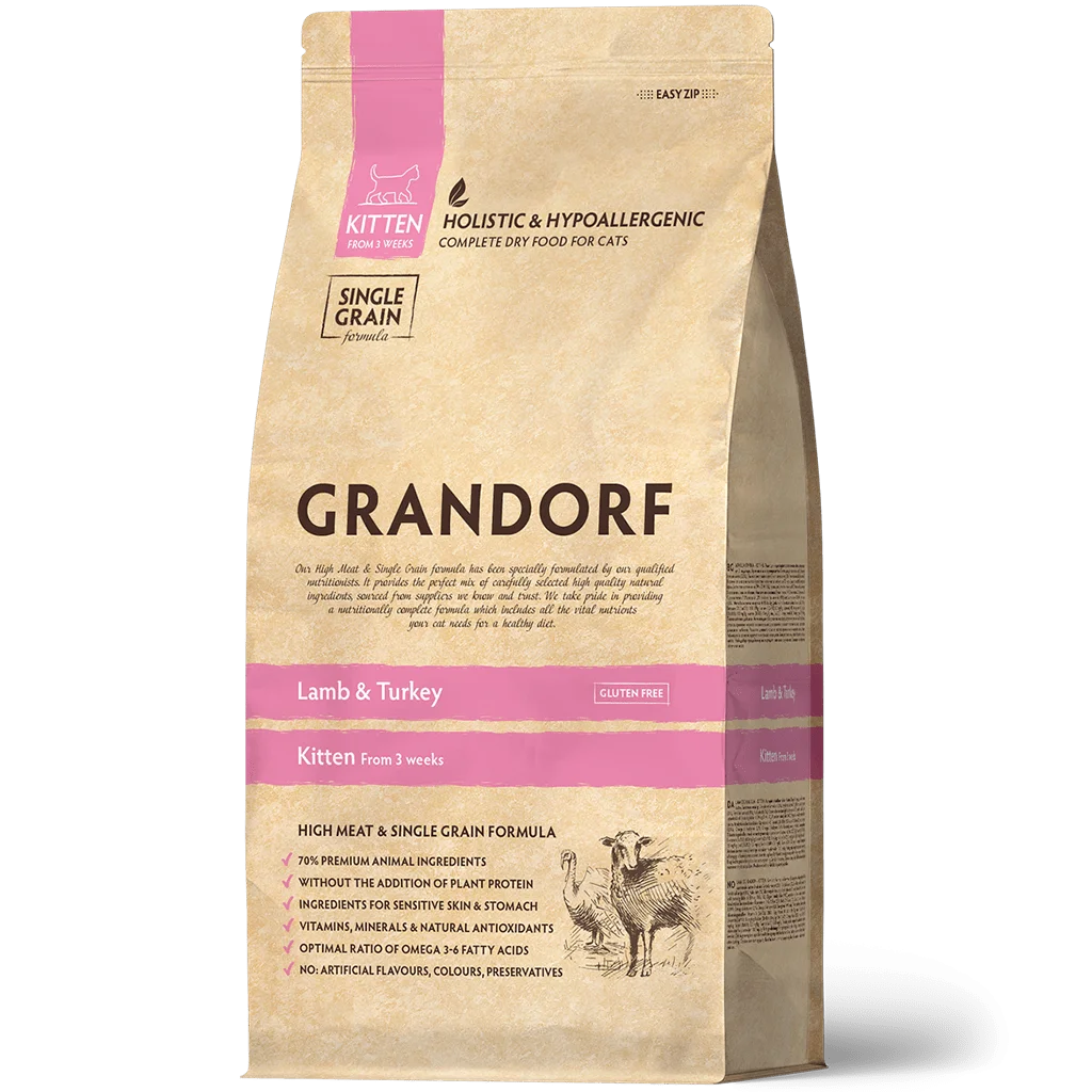 6023207 Grandorf Holistic&Hypoallergenic Kitten Lamb&Turkey сухой корм для котят от 3 недель,беременных и кормящих кошек с ягненком и индейкой 2 кг — изображение 1