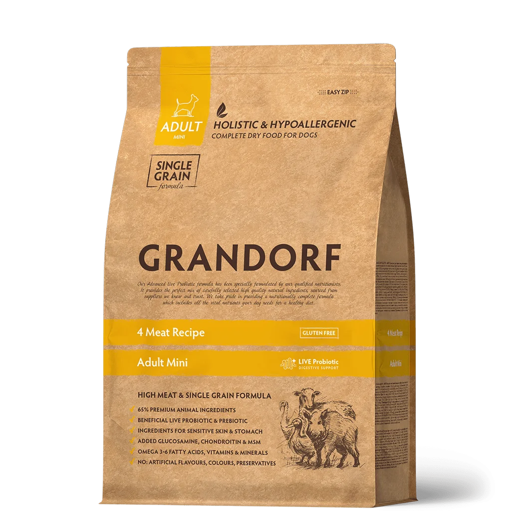 6023209 Grandorf Holistic&Hypoallergenic Adult Mini 4 Meat Recipe сухой корм для взрослых собак мелких пород 4 вида мяса 3 кг — изображение 1