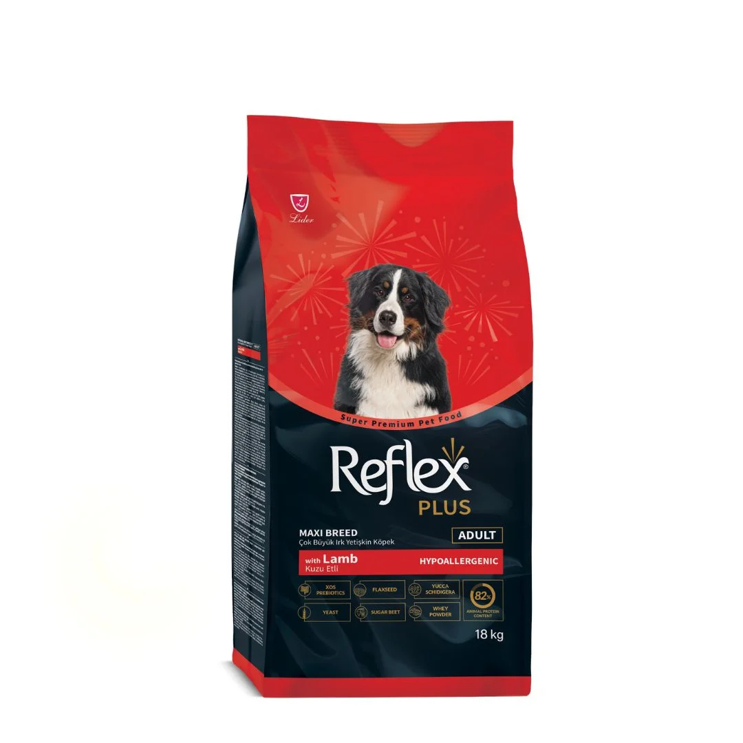 60232770-1 Reflex Plus Adult сухой корм для взрослых собак крупных пород с ягненком и рисом (целый мешок 18 кг) — изображение 1