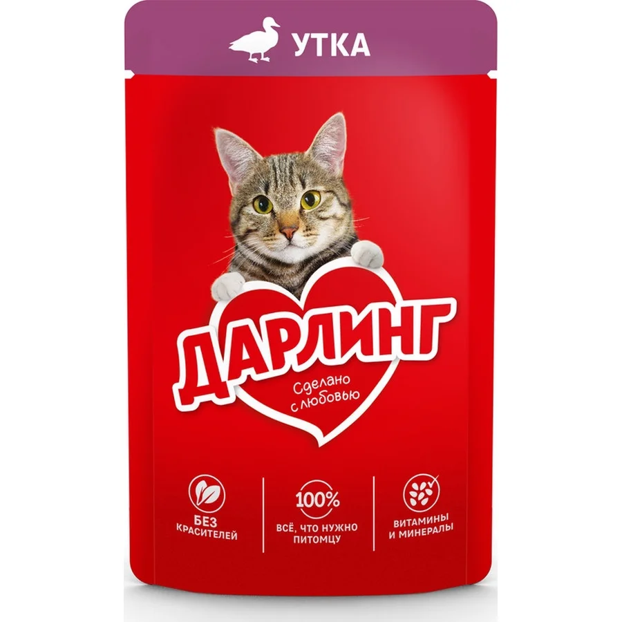 6023286-2 Дарлинг влажный корм для взрослых кошек с уткой в желе 75 г — изображение 1