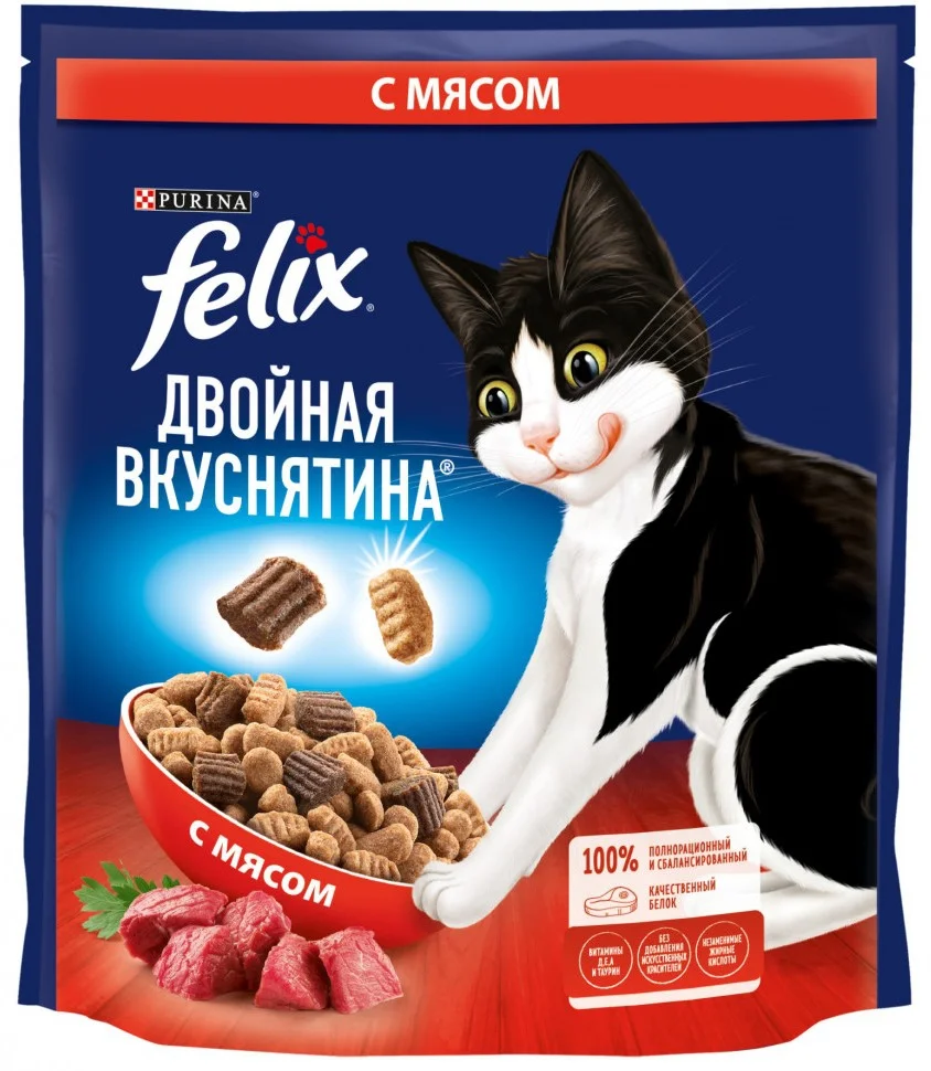 6023312 Felix Double Yetkin pişiklər üçün ətli quru yem, 600 q - Şəkil 1