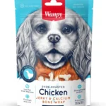 Wanpy Toyuq Qabıqlı və Kalsium Sümüklü Wrap, 100 qramlıq toyuq qabıqlı və kalsium sümüklərindən hazırlanmış it yeməyidir.