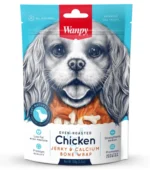 Wanpy Toyuq Qabıqlı və Kalsium Sümüklü Wrap, 100 qramlıq toyuq qabıqlı və kalsium sümüklərindən hazırlanmış it yeməyidir.