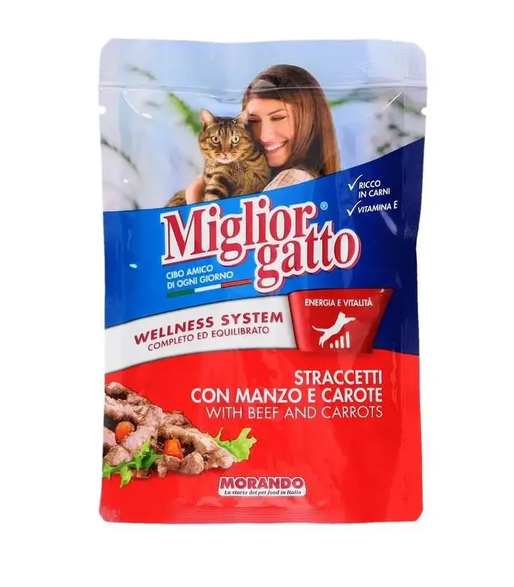 6023380 Miglior qatto mal əti və yerkökü zolaqları (mal əti və yerkökü ilə), 100 q. - Şəkil 1