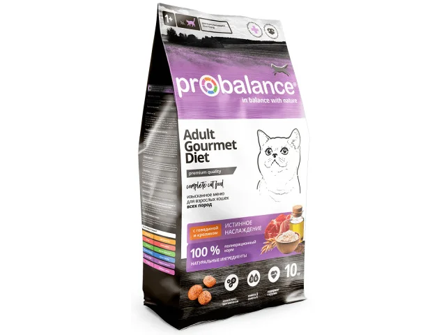 60233940 Pro Balance сухой корм для кошек с говядиной и кроликом (целый мешок 10 кг) — изображение 1