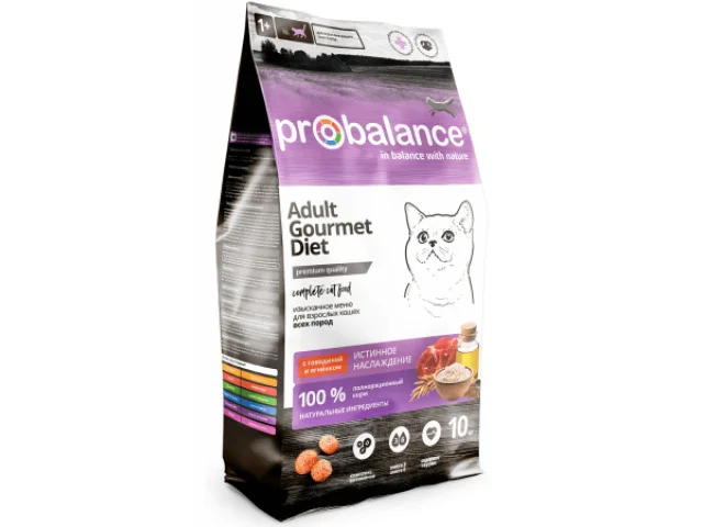 60233950 Pro Balance сухой корм для кошек с говядиной и ягненком (целый мешок 10 кг) — изображение 1