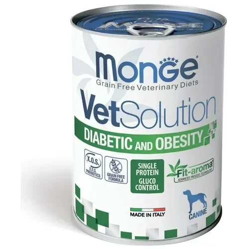 6023401 Monge VetSolution Dog Diabetic and Obesity, diabet və artıq çəkisi olan itlər üçün 400 qramlıq baytarlıq pəhrizidir. - Image 1