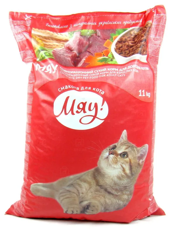 60234170 Мяу сухой корм для взрослых кошек с карасем (целый мешок 11 кг) — изображение 1