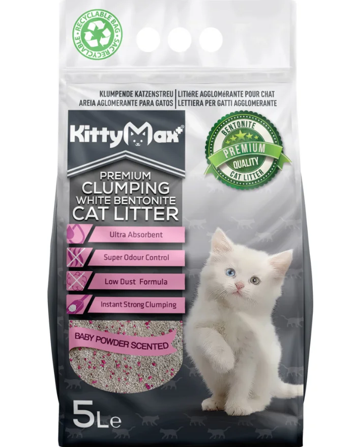 6023434 KittyMax Körpə Pudrası bentonit körpə pudrası qoxusu ilə pişik zibil qutusu, 5L - Image 1