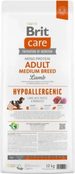 Brit Care Dog Hipoallergenik Orta Cinsli Yetkinlər üçün quru yem, orta ölçülü itlər üçün quzu ilə (toplu)