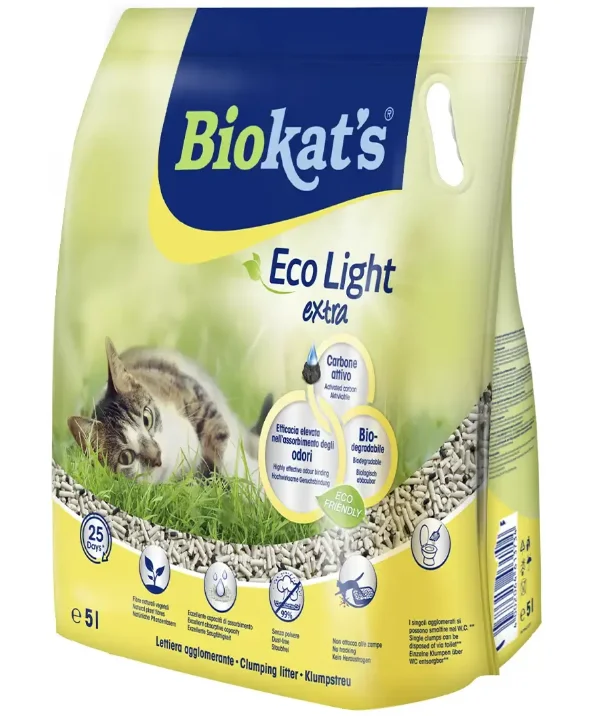 6023450 Biokat's Тофу ECO Light Extra Соевый комкующийся наполнитель с углем 5 л — изображение 1
