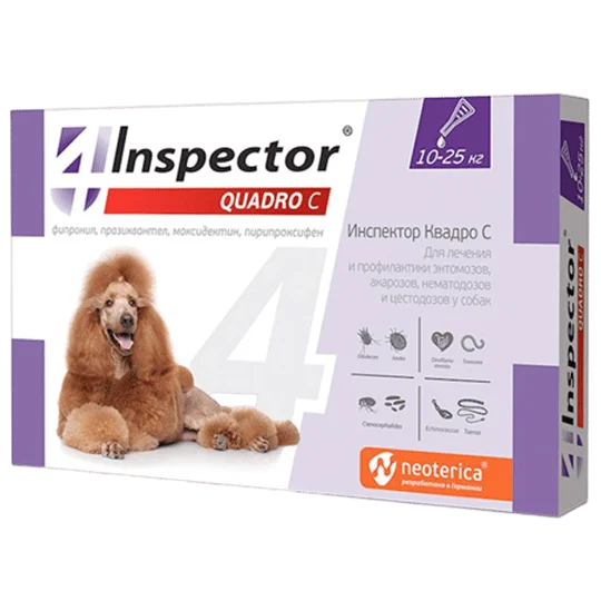 6023454 Инспектор Квадро С (Quadro С) капли для собак 10-25 кг, 1 пипетка — изображение 1