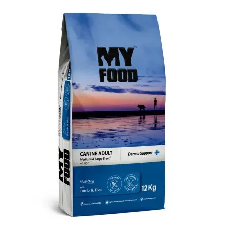 6023524 Myfood Canine Yetkin Orta və Böyük Cins Çoxdoğulmuş Quzu və Düyü ilə Böyük və orta ölçülü itlər üçün quru yem, quzu və düyü ilə (toplu) - Image 1