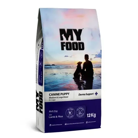 60235250 Myfood Canine Puppy Medium & Large Breed Multi-Dog with Lamb & Rice сухой корм для щенков крупных и средних пород с ягненком и рисом (целый мешок 12 кг) — изображение 1