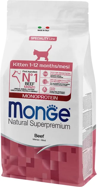 6023618 Monge Kitten Speciality Line Monoprotein with beef сухой корм для котят и беременных кошек, с говядиной, 400гр — изображение 1