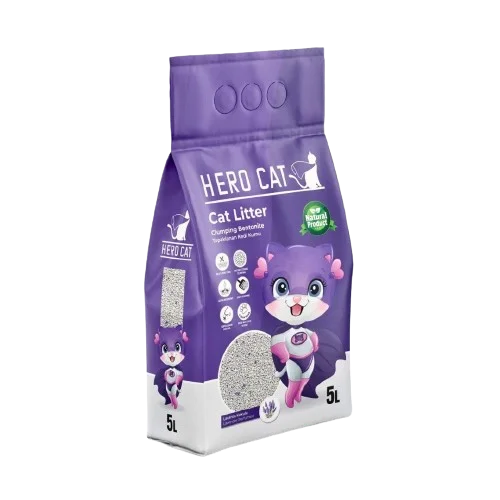 6023628 HeroCat комкующийся бентонитовый наполнитель для кошек "Лаванда" 5 л — изображение 1