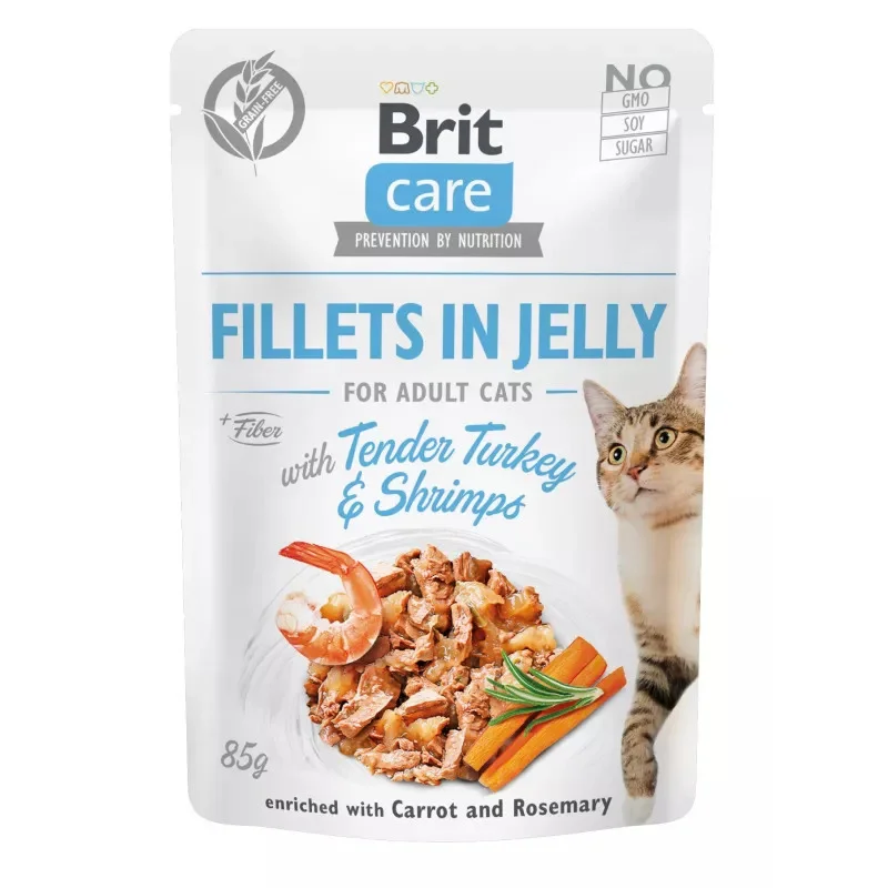 6023643 Brit Care Cat Fillets in Jelly with Turkey&Shrimps Филе в желе с индейкой и креветками 85г — изображение 1