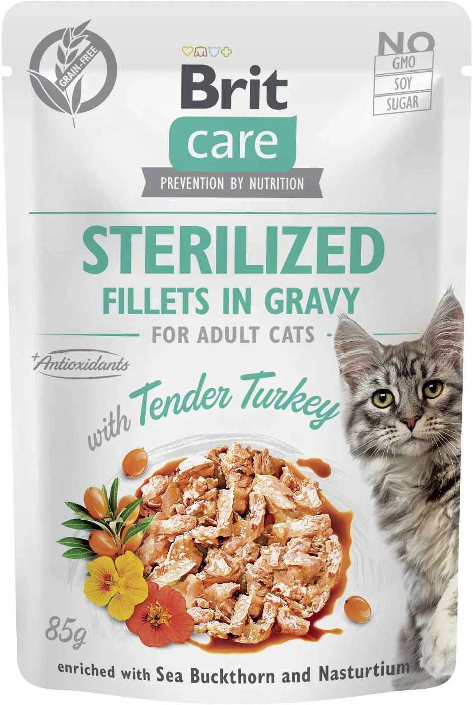 6023650 Brit Care Cat Sterilized Fillets in Gravy with Tender Turkey с нежной индейкой в соусе 85 г — изображение 1