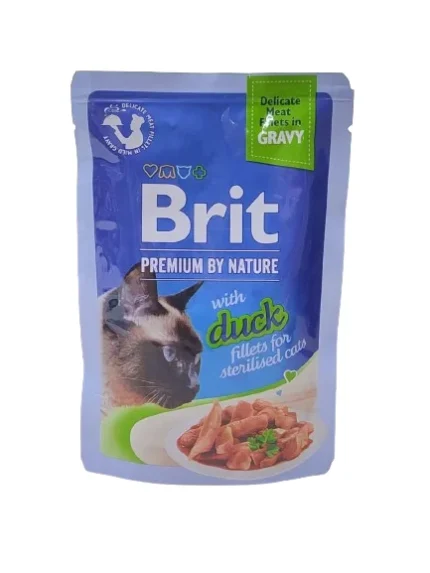 Brit Premium Cat Delicate Fillets in Gravy with Duck for Sterilised влажный корм для стерилизованных кошек  с уткой в соусе 85г