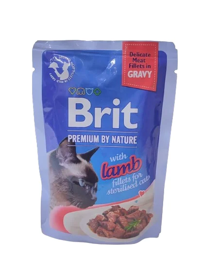 Brit Premium Cat Delicate Fillets in Gravy with Lamb for Sterilised для стерилизованных кошек с ягненком в соусе 85г