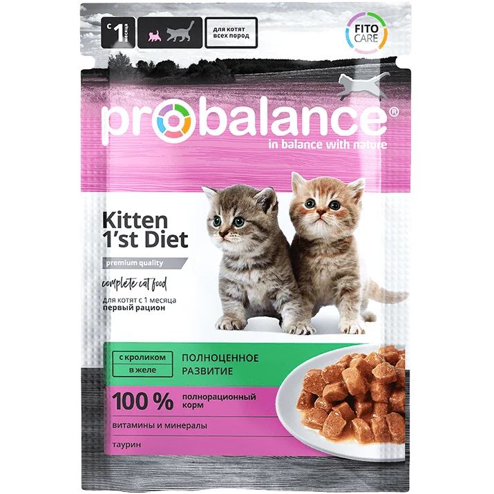 6023692 Probalance Kitten 1'st Diet влажный корм для котят с кроликом в желе, 85г — изображение 1