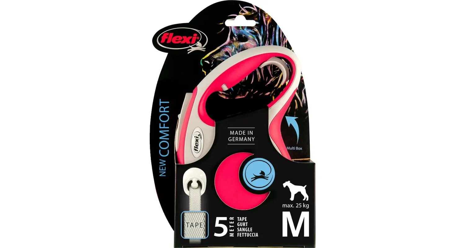 6023728 Flexi New Comfort Cord M TAPE поводок-рулетка длиной 5 м для собак весом до 25 кг (красный) — изображение 1