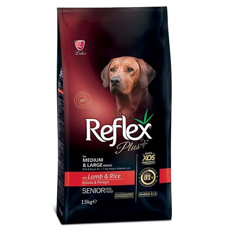 6023736-1 Reflex Plus Medium Large Breed Senior Dog Food Lamb and Rice сухой корм для пожилых собак средних и крупных пород, с ягненком и рисом (на развес) — изображение 1