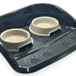 Миска для еды и воды с козырьком IRAK PLAST бежевый, 0,3л + 0,3л