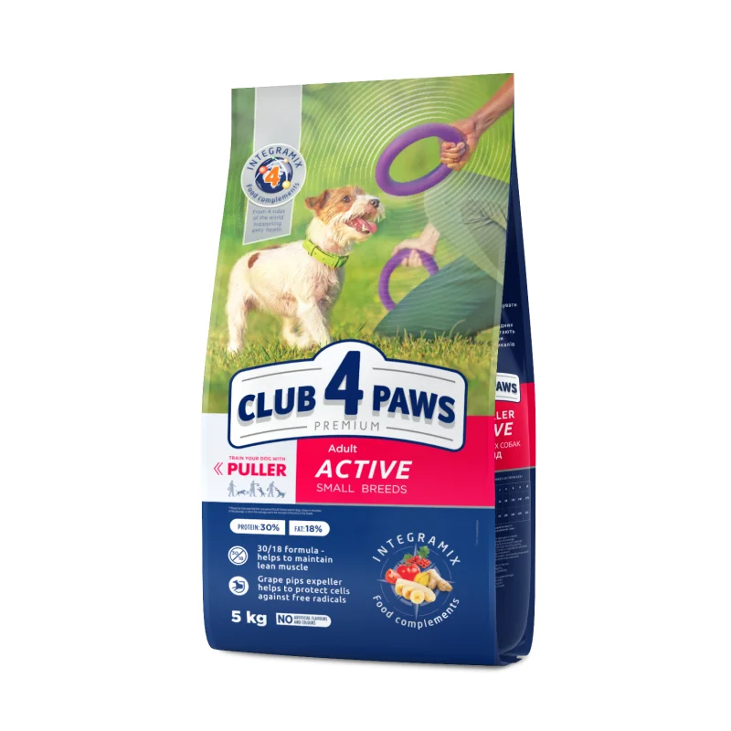 60237680 Club 4 Paws Premium Adult Active Small Breeds сухой корм для взрослых активных собак мелких пород (целый мешок 5 кг) — изображение 1