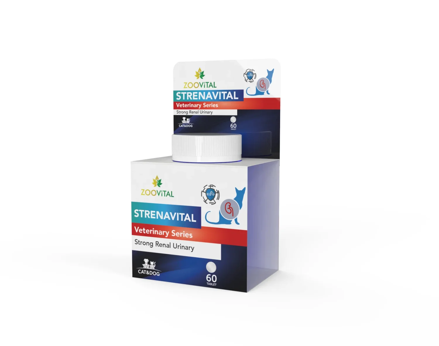 6023788 ZOOVITAL Strenavital, itlər və pişiklər üçün struvit daşlarını müalicə etmək və böyrək funksiyasını dəstəkləmək üçün hazırlanmış qida əlavəsi, 60 tablet - Image 1