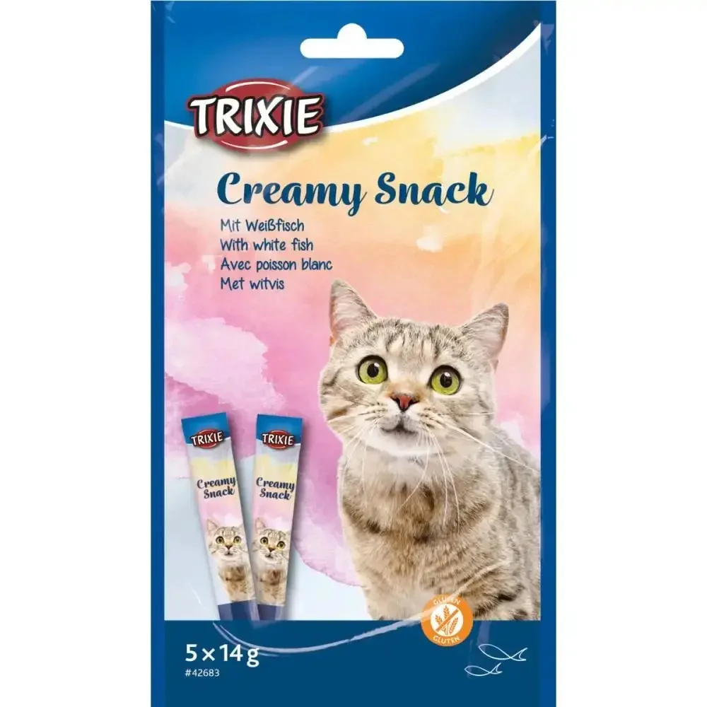 6023797 Trixie Creamy Snack White Fish лакомство для кошек с белой рыбой 5х14г — изображение 1
