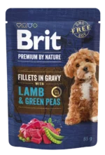 Quzu və Yaşıl Noxudlu Sousda Brit Filetosu, sousda quzu və yaşıl noxudlu yaş it yemi, 85 q