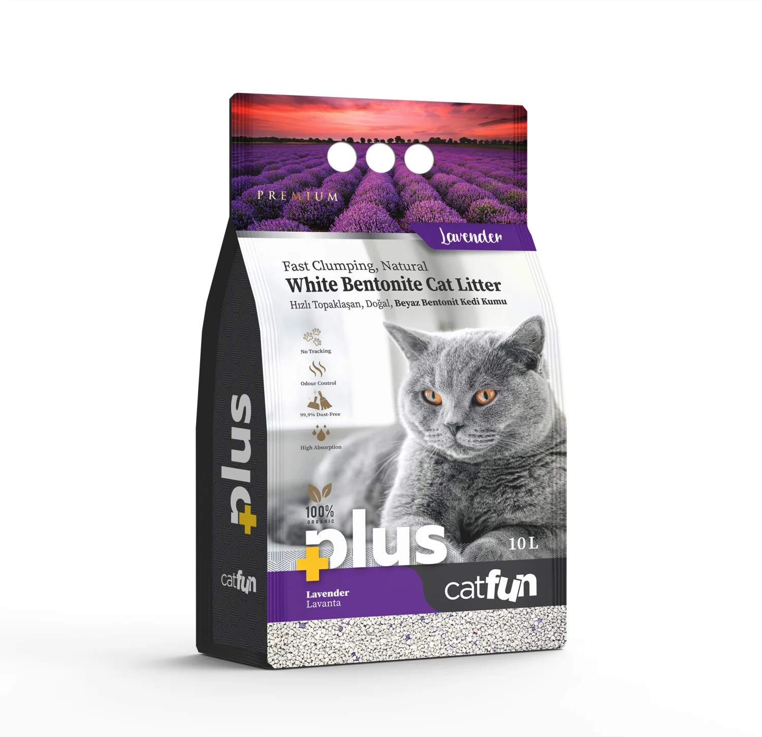 6023851 CatFun PLus Lavanda Ətirli Topa Pişik Zibili, 10L - Image 1
